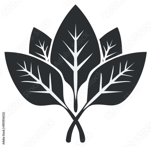 Stylized Dark Leaf Icon Bunch Botany Nature Biology Flora Forest Woodland Herbarium Decoration