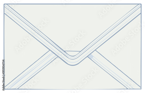 Light blue outline sketch of a classic rectangular envelope, closed and sealed with a flap