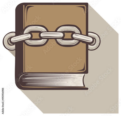 Closed Book Secured with Heavy Metal Chain