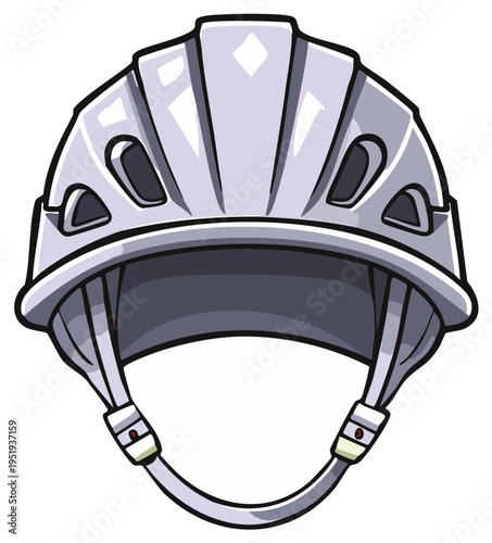 Cartoon bicycle helmet with straps, isolated