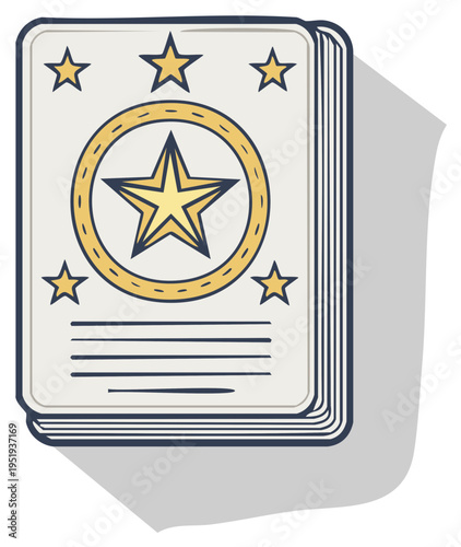 Mystic Tarot Card with Star Symbol, Spiritual Reading, and Fortune Telling Deck Illustration