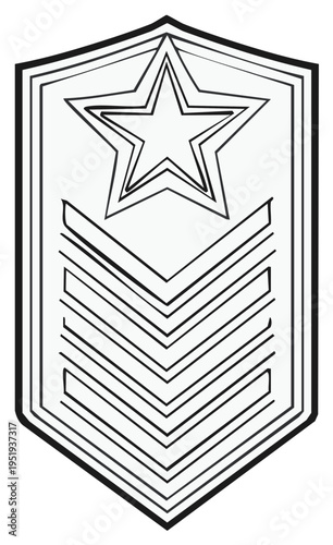 Military Rank Insignia with Star and Chevrons Depicting Rank or Achievement