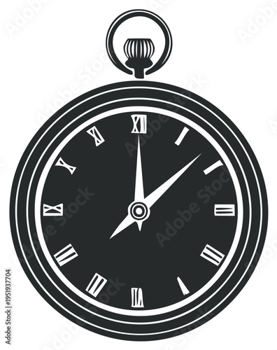 Elegant Vintage Pocket Watch with Roman Numerals and Classic Silver Chain Loop