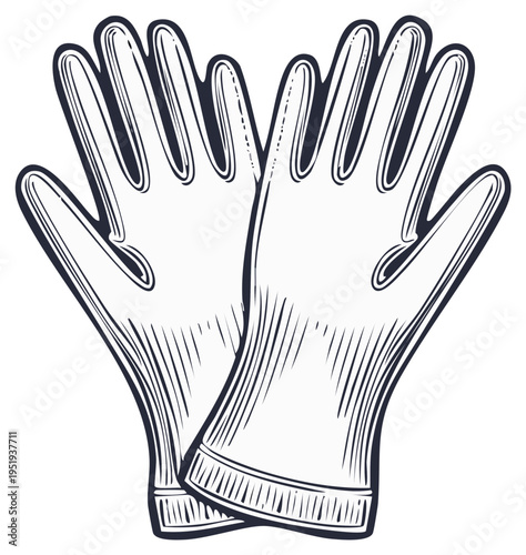Illustration of a pair of protective gloves for cleaning and work