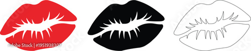 Stylish Lip Print Kiss Mark Vector Graphic Set with vector illustration