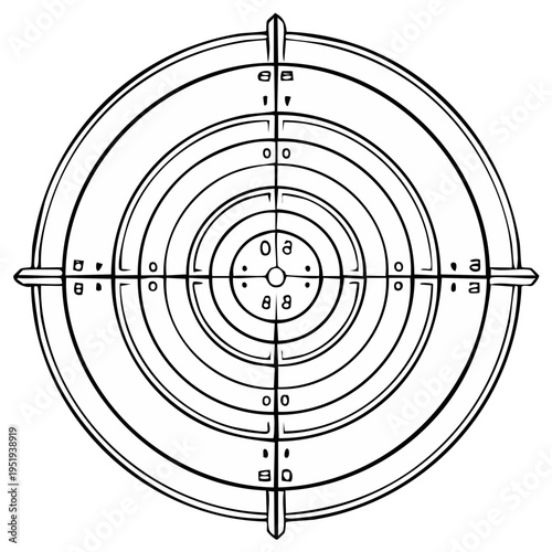 Concentric Target with Bullseye and Crosshairs for Accuracy and Precision
