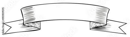 Hand Drawn Banner Ribbon Blank Space for Text Vintage Sketch Style