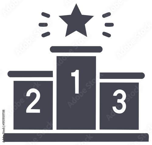 Podium with numbers one two three and star symbol, ranking illustration