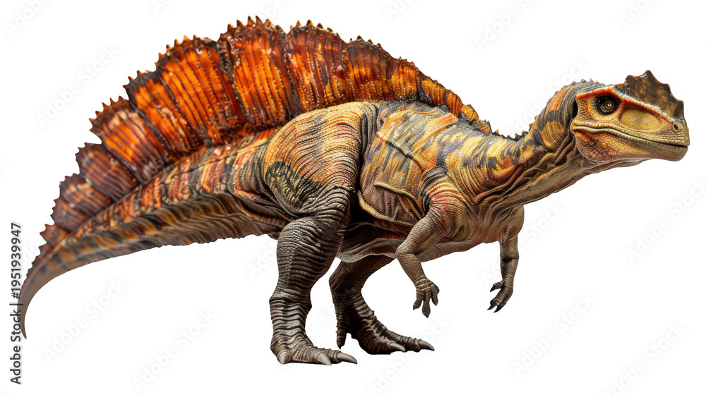 Naklejka premium 3d realistic bright colored dilophosaurus dinosaur walking isolated on transparent background