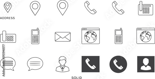 Global Business Contact and Support Communication Icon Collection