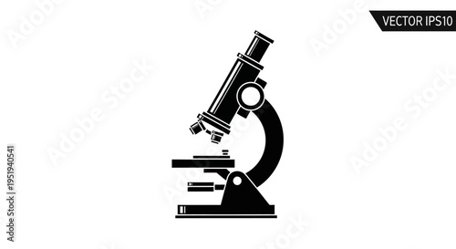 Classic scientific microscope icon for laboratory research and biological study