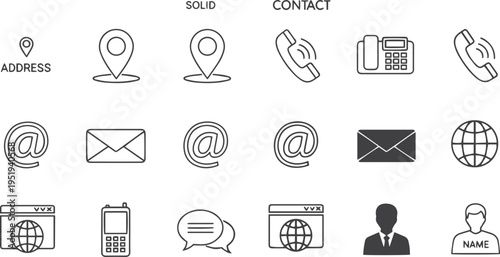 Global Business Contact and Support Communication Icon Collection