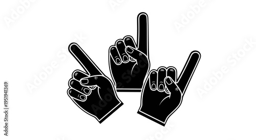 Three hands displaying different finger gestures against a white background a striking black silhouette high quality professional detailed modern elegant stylish