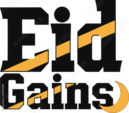 Eid gains logo with black and gold color scheme
