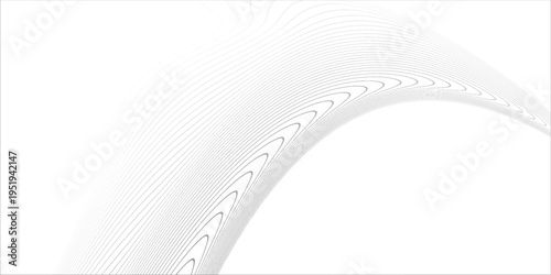  Abstract black wave lines on white background.  Digital frequency track equalizer. Stylized line art background. Vector illustration. Wave with lines created using the blend tool.