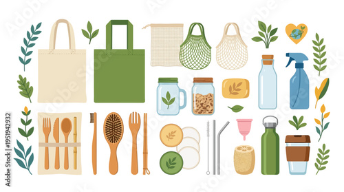 Eco friendly reusable shopping bag items.