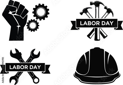 Labor day celebration and workers rights movement icons
