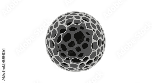 Abstract organic sphere with cellular pattern on white background