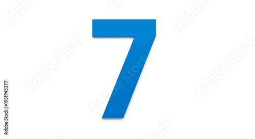 Blue number seven on a white background
