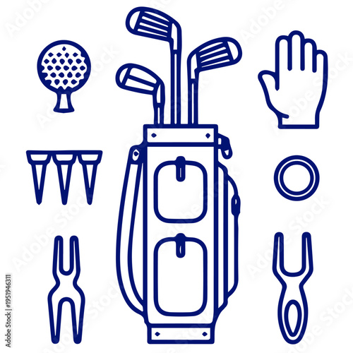 golf toolkit editable vector design, silhouette, vector, sport, illustration, people, golf, ski, silhouettes, icon, men, woman, black, business, winter, person, action, competition, boy, stick