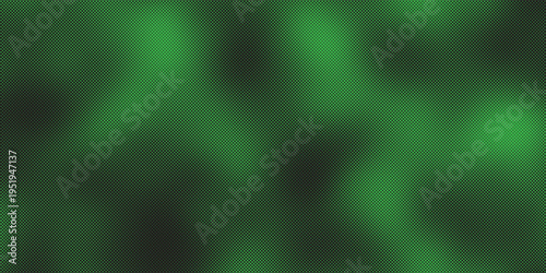 Green dot matrix pattern with gradient lighting, abstract flowing shapes and minimal design.