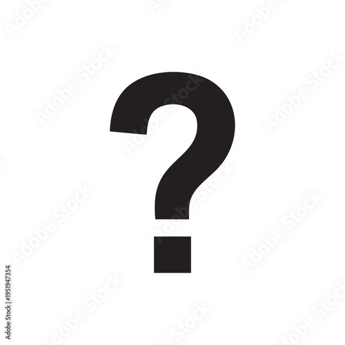 Bold Question Mark Symbol on White Background Icon for Inquiry Confusion Puzzlement or Doubt Signage