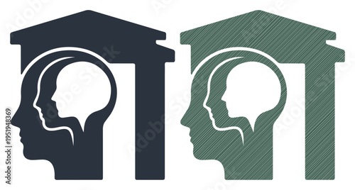 Symbolic representation of internal thought processes within a structured mind, depicted with layered profiles.