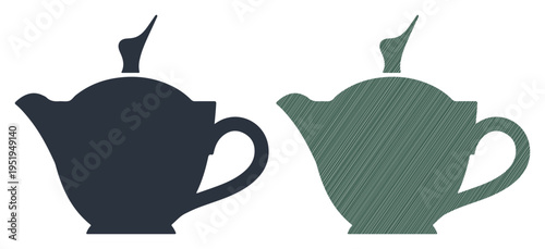 Two teapots, one solid and one textured, symbolizing contrast and variety in beverage serving.