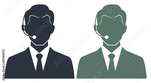 Two professional figures wearing headsets, symbolizing customer service or communication