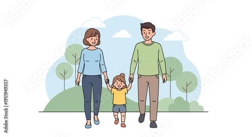 Family of Three Holding Hands Together.