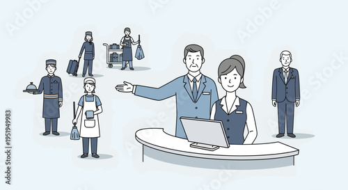 Businessman and woman at desk.