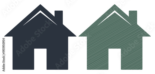 Two simple house icons side by side, representing home and housing options.
