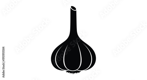 A black silhouette of a single garlic bulb a culinary staple silhouette