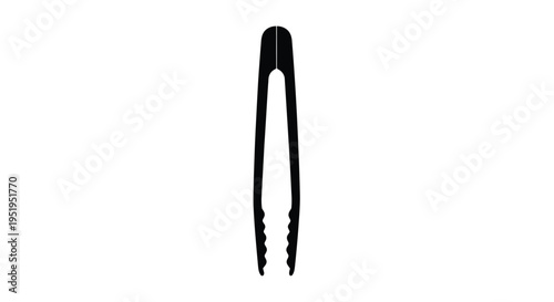 A black silhouette of kitchen tongs against a white background silhouette