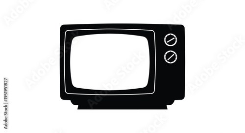 Vintage television set with a blank screen stark black silhouette