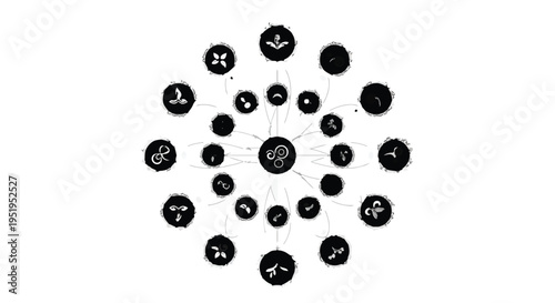 Network system connections technology concept with icons and symbols on white background