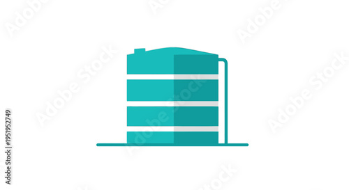 Teal Industrial Storage Tank Vector Illustration - Water Silo or Fuel Container Icon for Energy and Manufacturing Concepts