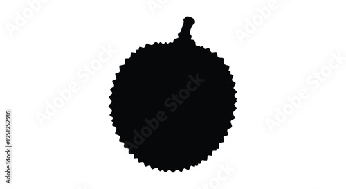 Black durian fruit depiction with a striking silhouette
