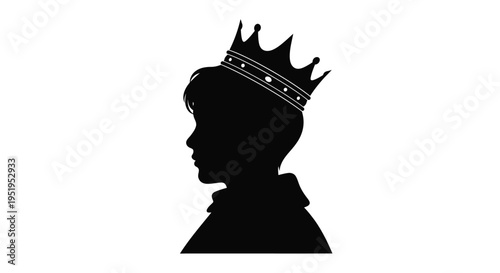 A regal profile of a young boy wearing a crown silhouette