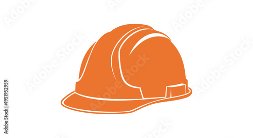 Orange Hard Hat Icon - Industrial Safety Helmet Vector Illustration for Construction and Labor Safety Concepts