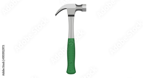 Steel Claw Hammer with Green Ergonomic Handle Illustration Isolated on White Background for Construction, DIY, and Home Repair Projects