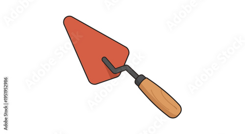 Flat Vector Illustration of a Masonry Trowel Hand Tool Isolated on White Background for Construction, Building, and DIY Masonry Projects
