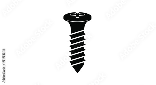A simple black silhouette of a screw clearly defined silhouette