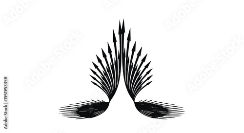Long thick black eyelashes isolated on white background, close-up view, beauty and makeup concept, high contrast