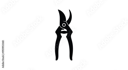 Black pruning shears isolated on a white background a striking silhouette