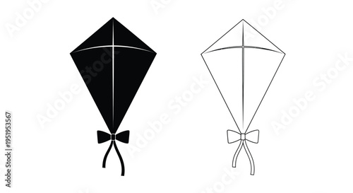 Two kites displayed one dark and one light a striking silhouette