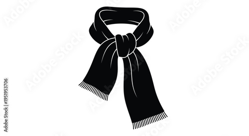 Black scarf artfully draped and knotted a striking silhouette