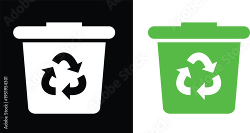 Eco friendly icons for sustainable living and green and white technology solutions