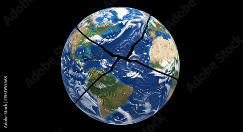 Cracked Earth Globe - A Visual Representation of Environmental Crisis.