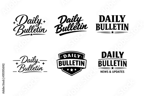 Daily bulletin logo variations collection in black and white